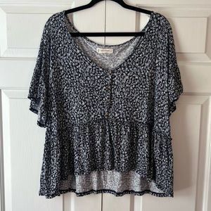 Lucky Brand floral peplum blouse T-shirt